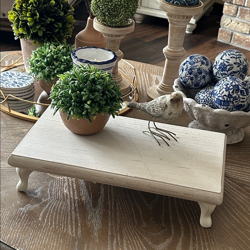 NEW! DISTRESSED Cottage Farmhouse Shabby CHIC WOOD & Metal Foot Display Riser - Picture 9 of 9